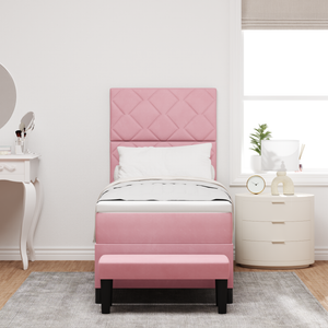 Letto con Rete A Molla con Materasso & Panchina Rosa 80x200 cm Velluto