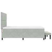Letto a Molle con Materasso e Panca Grigio Chiaro 140x190 cm in Velluto