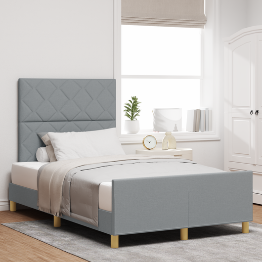 Letto in tessuto grigio chiaro  120x190 cm