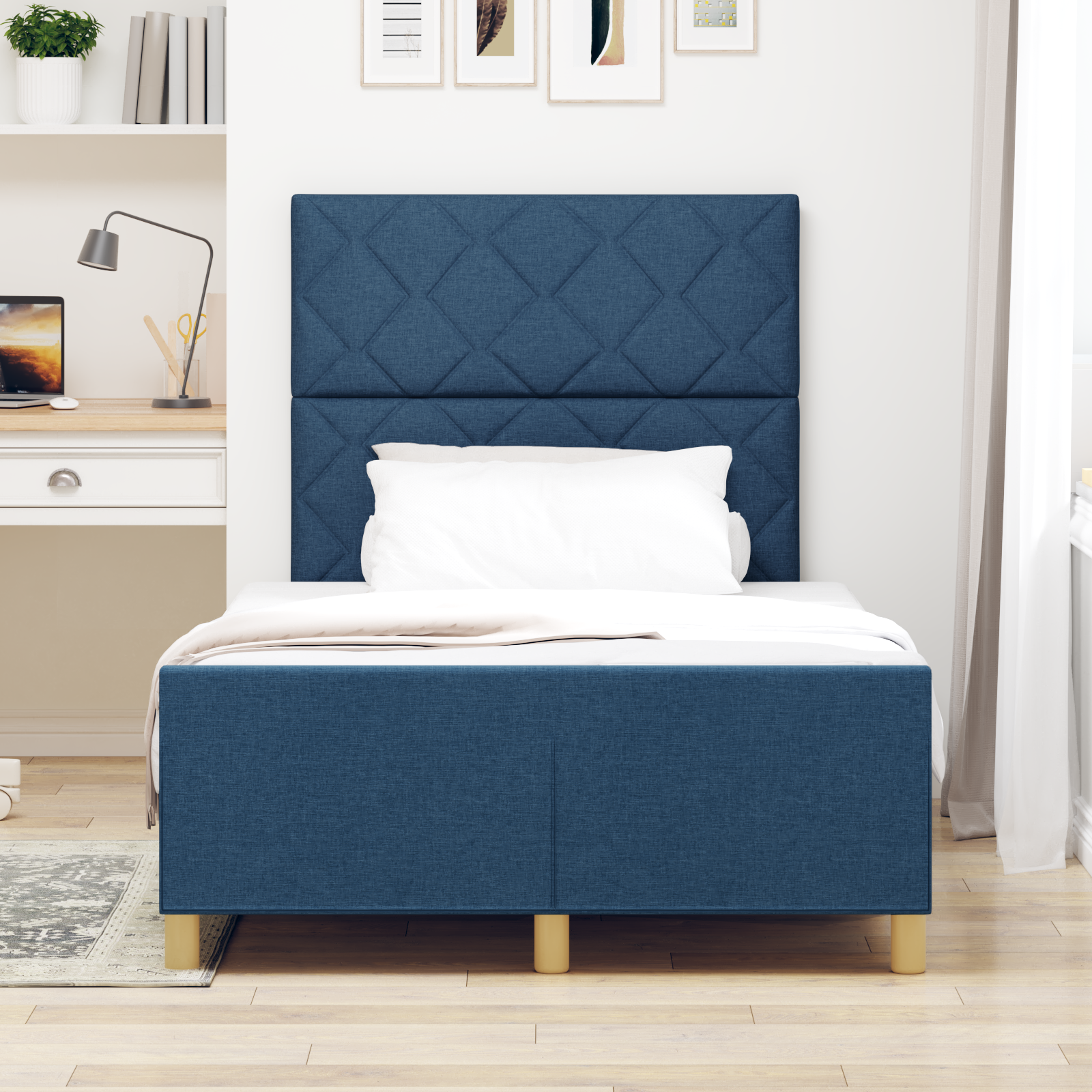 Struttura Letto  Blu 120x190 cm in Tessuto