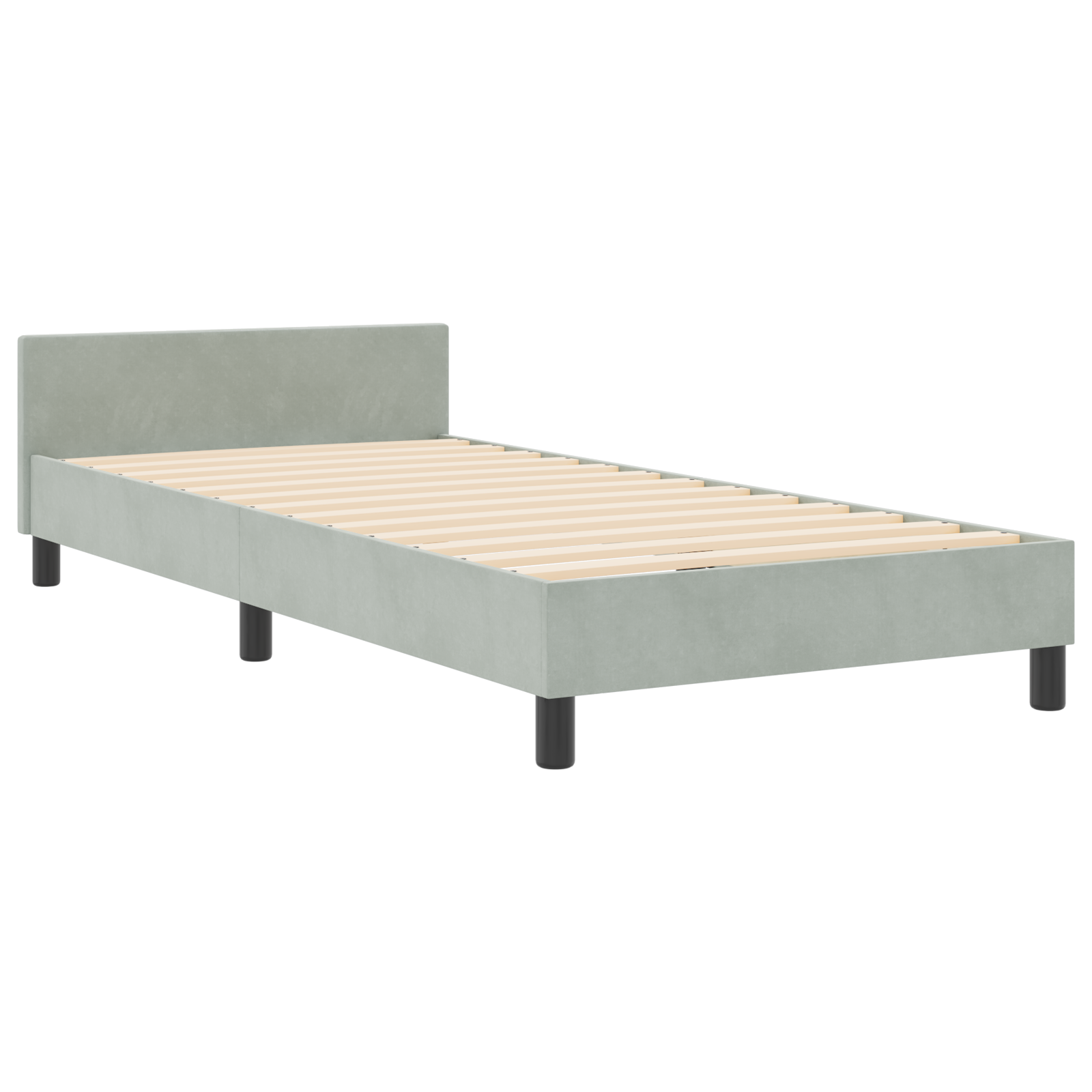 Letto Grigio Chiaro 90x190 cm in Velluto