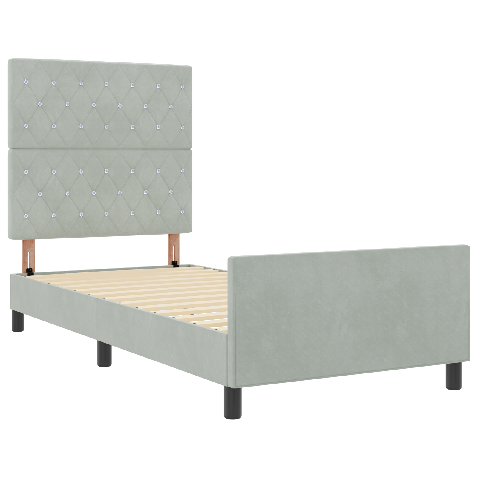 Letto Grigio Chiaro 90x190 cm in Velluto