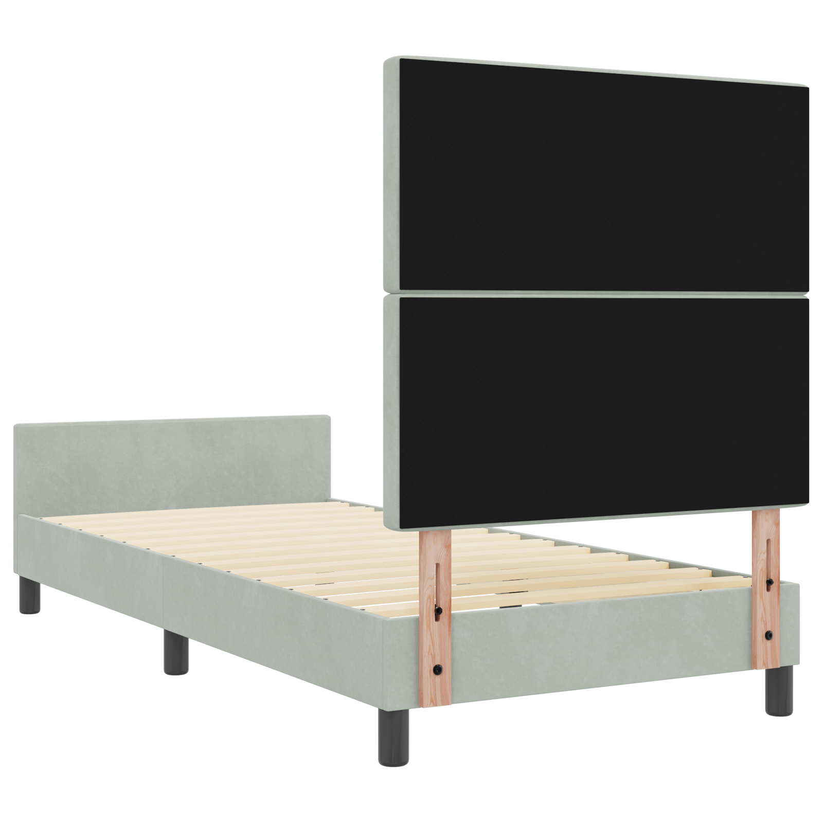 Letto Grigio Chiaro 90x190 cm in Velluto