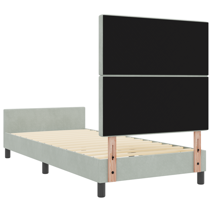 Letto Grigio Chiaro 90x190 cm in Velluto