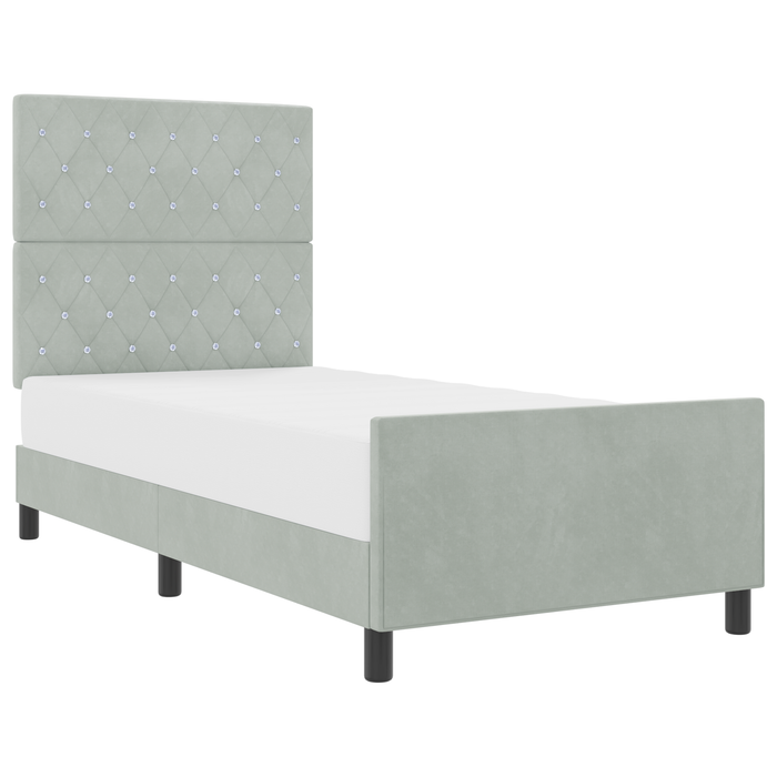 Letto Grigio Chiaro 90x190 cm in Velluto