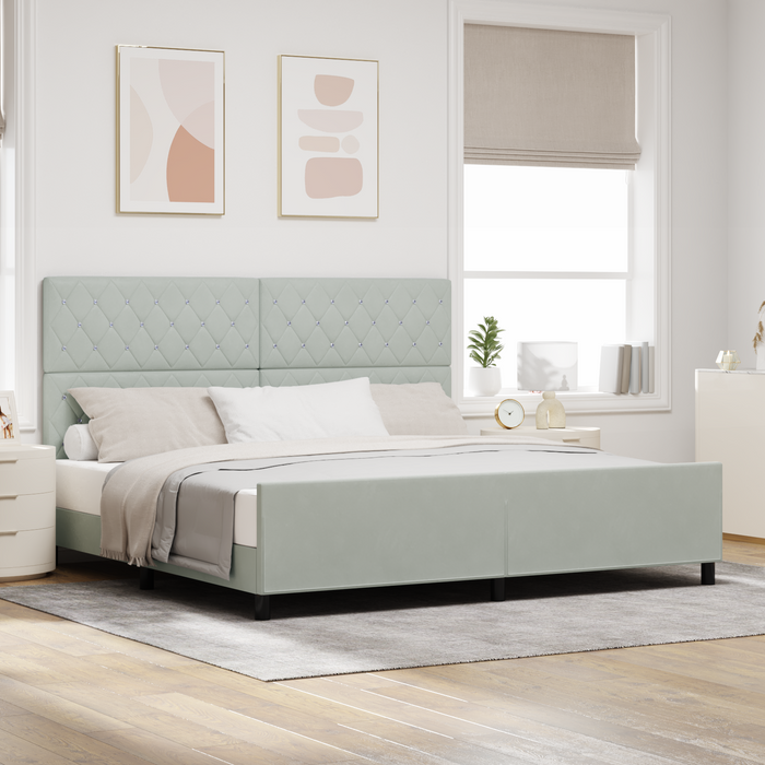 Struttura Letto Grigio Chiaro 200x200 cm in Velluto