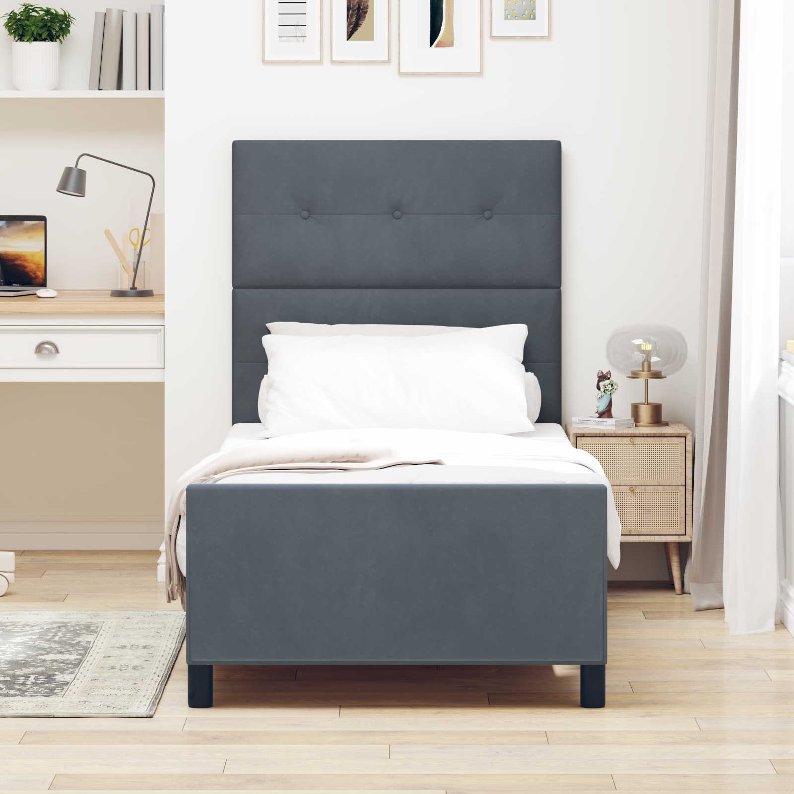 Struttura letto  Grigio scuro 80x200 cm in velluto