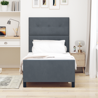 Struttura Letto Grigio Scuro 90x200 cm Velluto