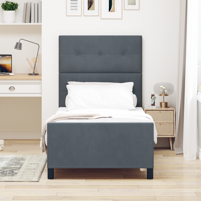 Struttura Letto Grigio Scuro 90x200 cm Velluto