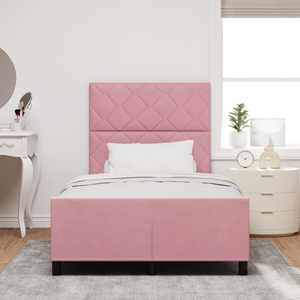 Struttura letto in velluto rosa 120x190 cm