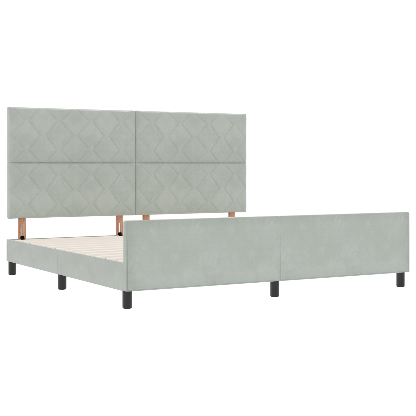 Letto Grigio Chiaro 200x200 cm Velluto