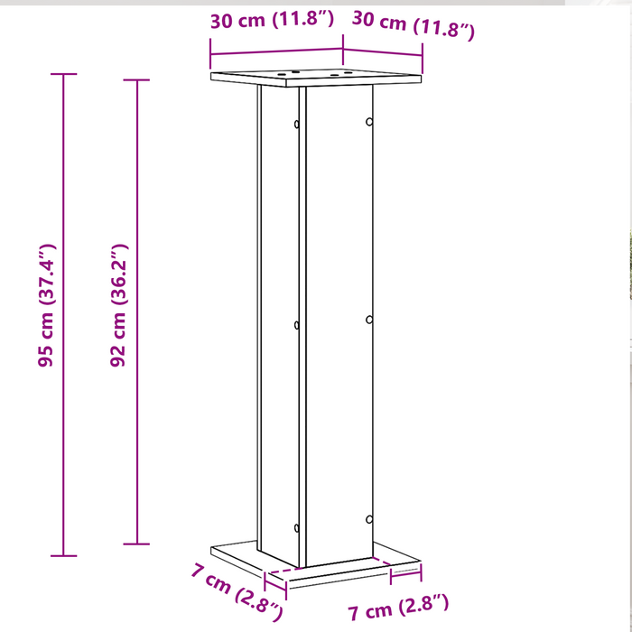 Supporto per Piante  2 pz Nero Rovere 30x30x95 cm Legno Ingegnerizzato