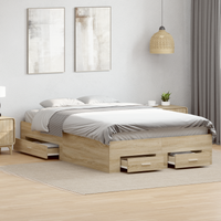 Struttura letto con cassetti rovere sonoma 120x190 cm legno ingegnerizzato