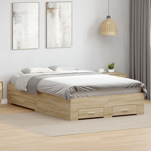 Struttura letto con cassetti rovere sonoma 120x190 cm legno ingegnerizzato