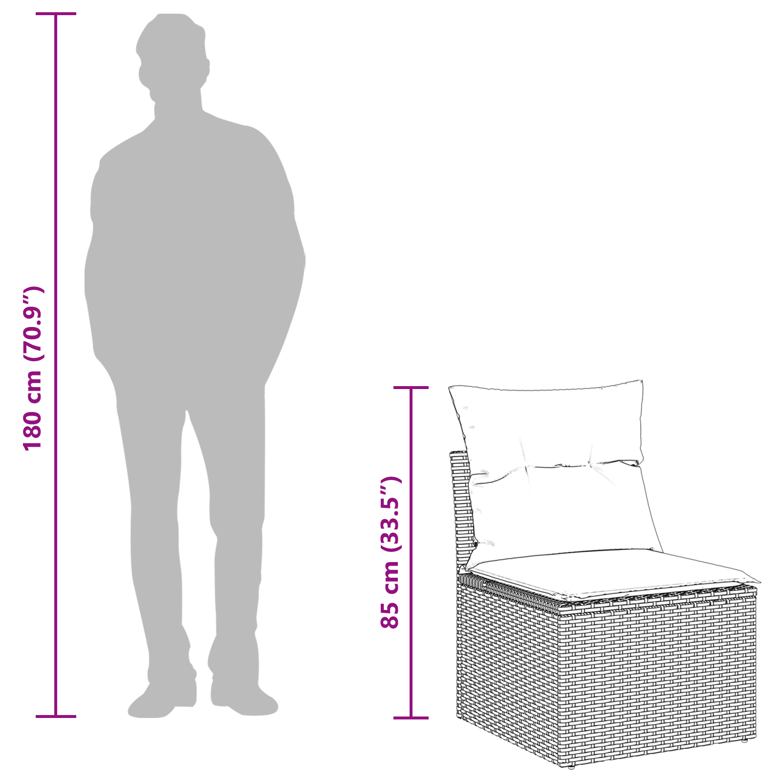 Set di Divani da Giardino da 3 Pezzi con Cuscini Beige in Polyrattan