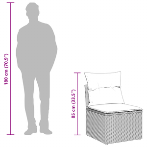 Set di Divani da Giardino da 3 Pezzi con Cuscini Nero in Polyrattan