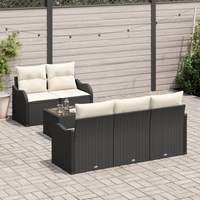 Set di divani da giardino  in 6 pezzi con cuscini in rattan poliestere nero