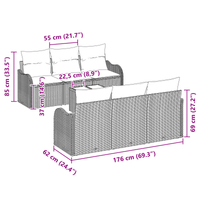 Set di Divano da Giardino da 7 pezzi con Cuscini Beige Polyrattan
