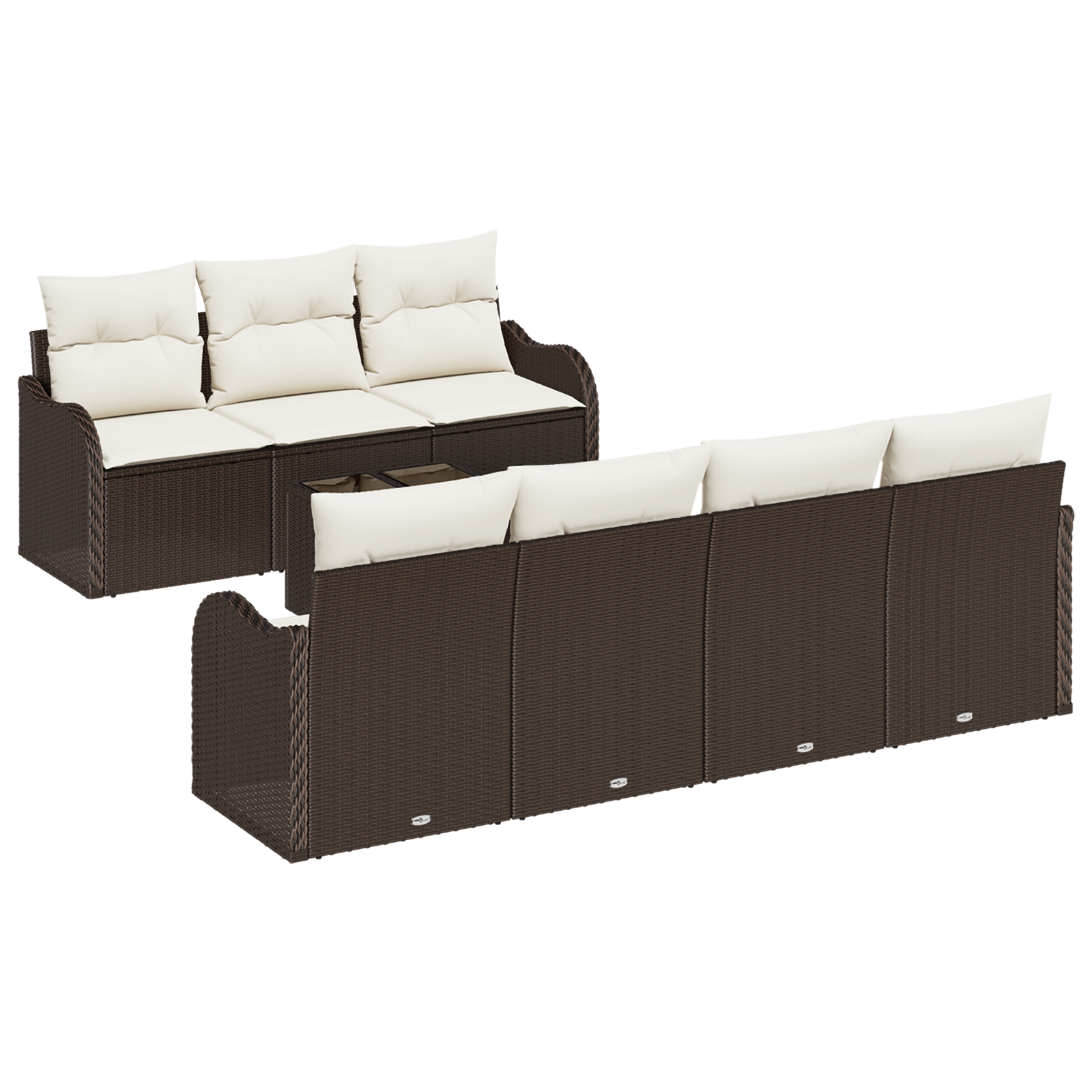 Set Divano da Giardino  8 Pezzi con Cuscini Marrone Polyrattan
