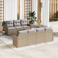 Set Divano da Giardino da 8 Pezzi con Cuscini Beige