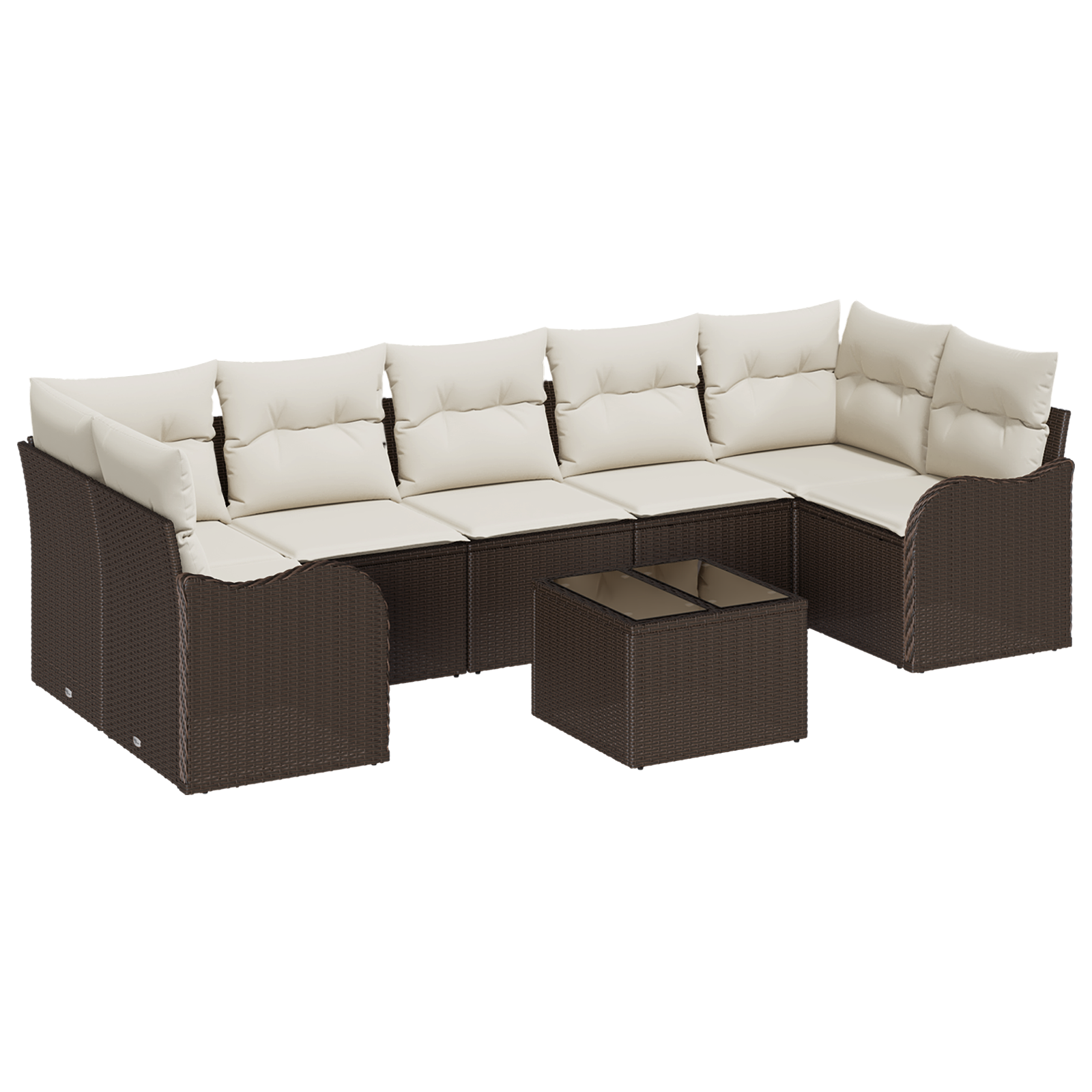 Set di divani da giardino  8 pezzi con cuscini marrone polyrattan
