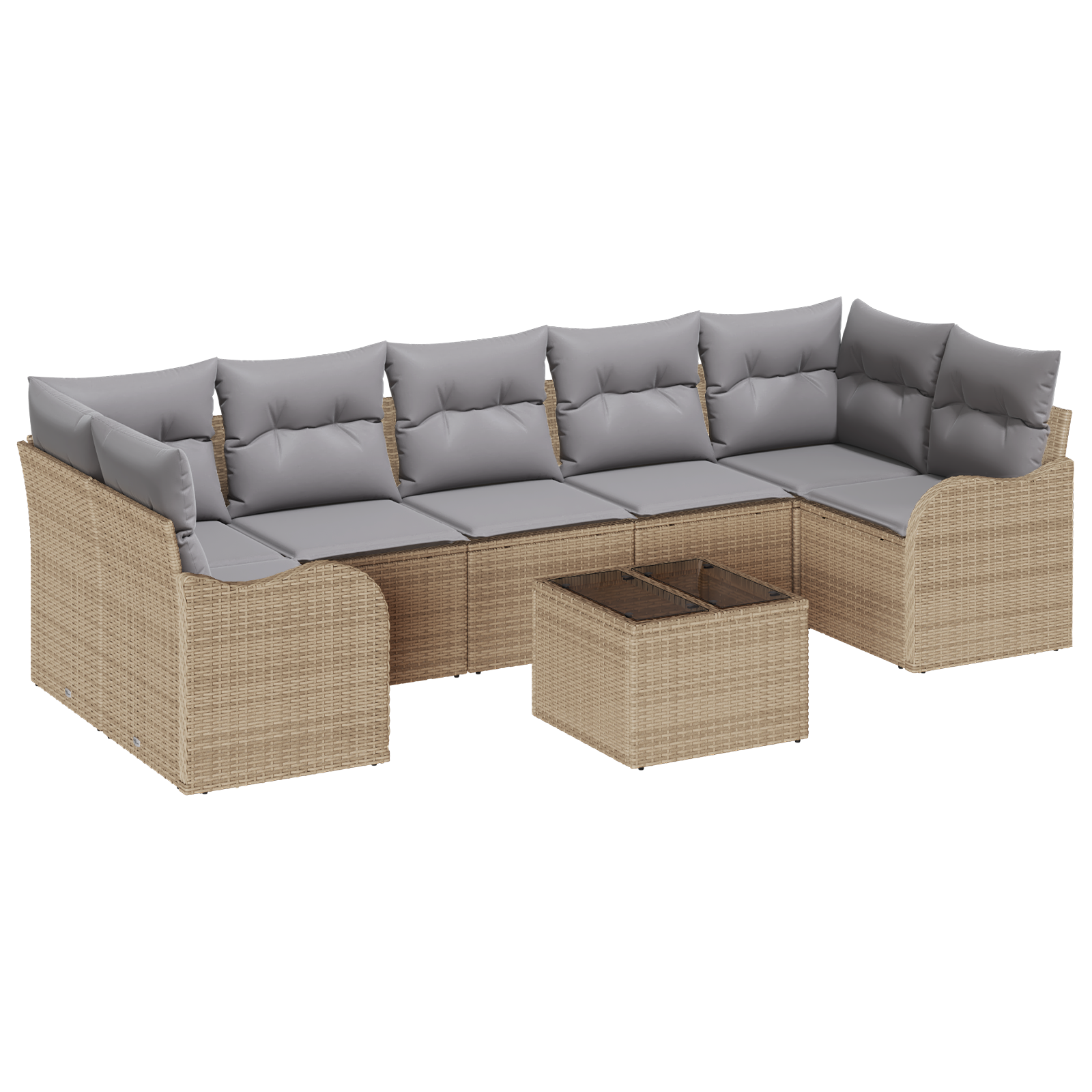 Set Divano da Giardino  8 Pezzi con Cuscini Beige Polyrattan