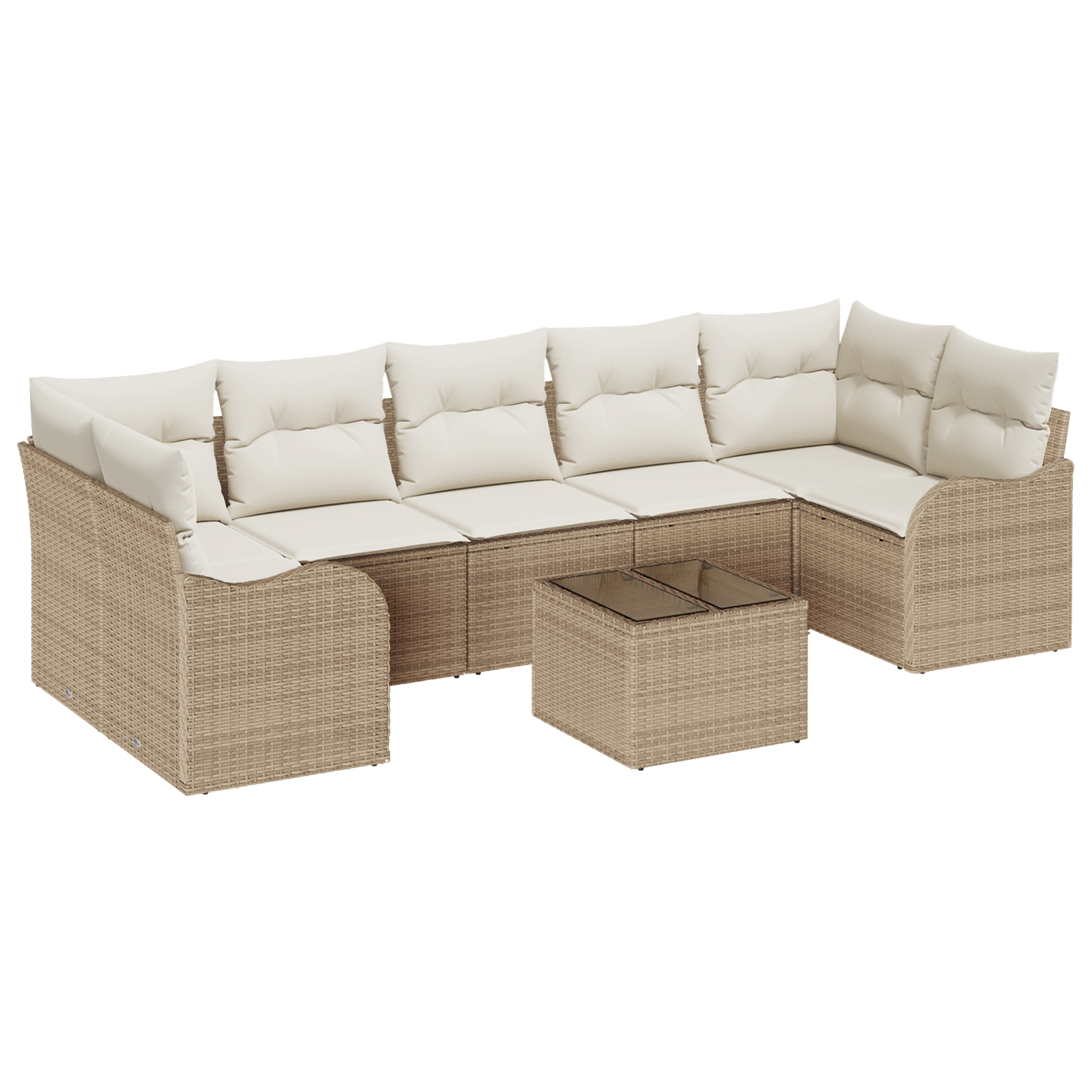 Set di Divani Giardino 8 Pezzi con Cuscini Beige Polyrattan
