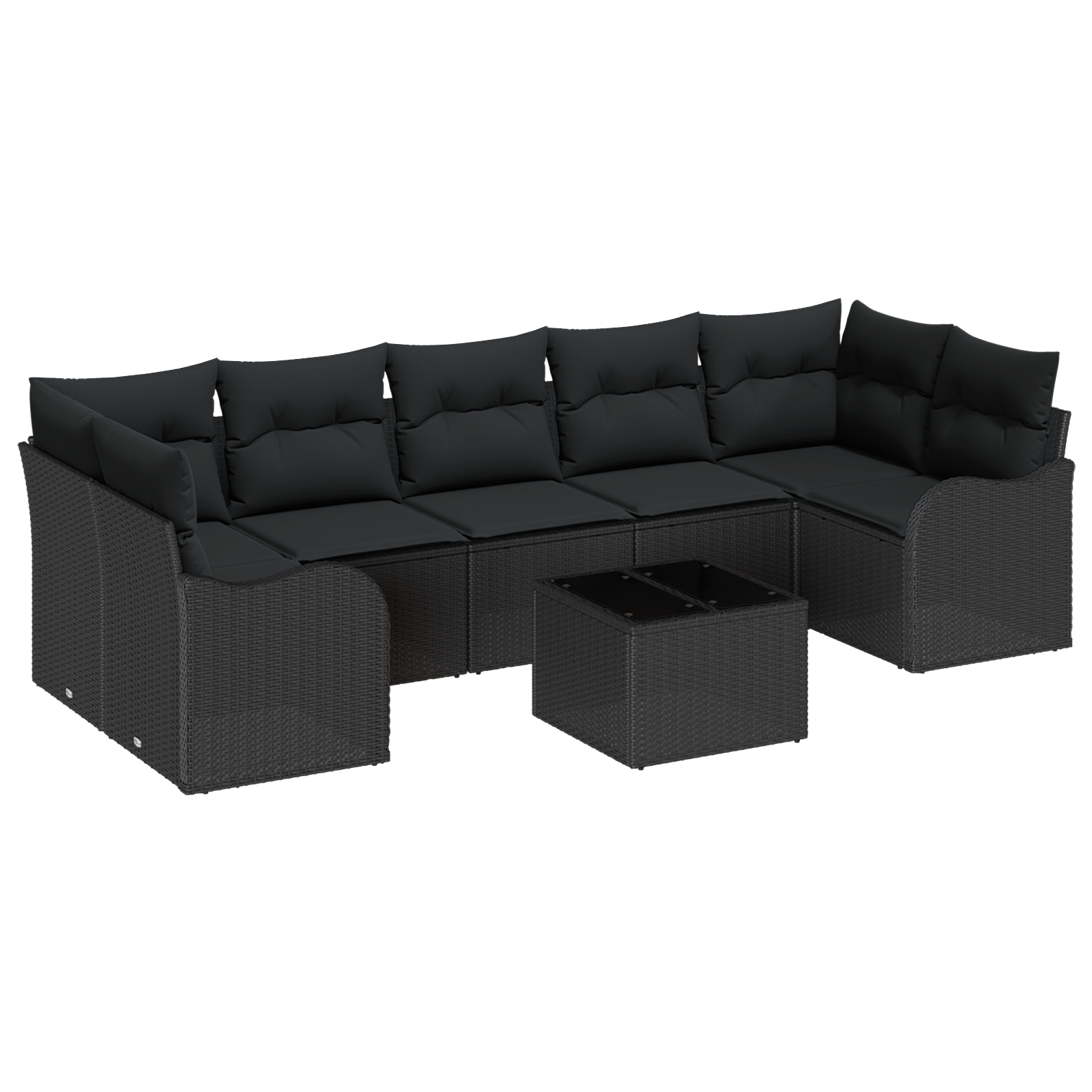 Set di Divani da Giardino  8 Pezzi con Cuscini Nero Polyrattan