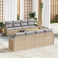 Set Divano Giardino  9 Pezzi con Cuscini Beige Polyrattan