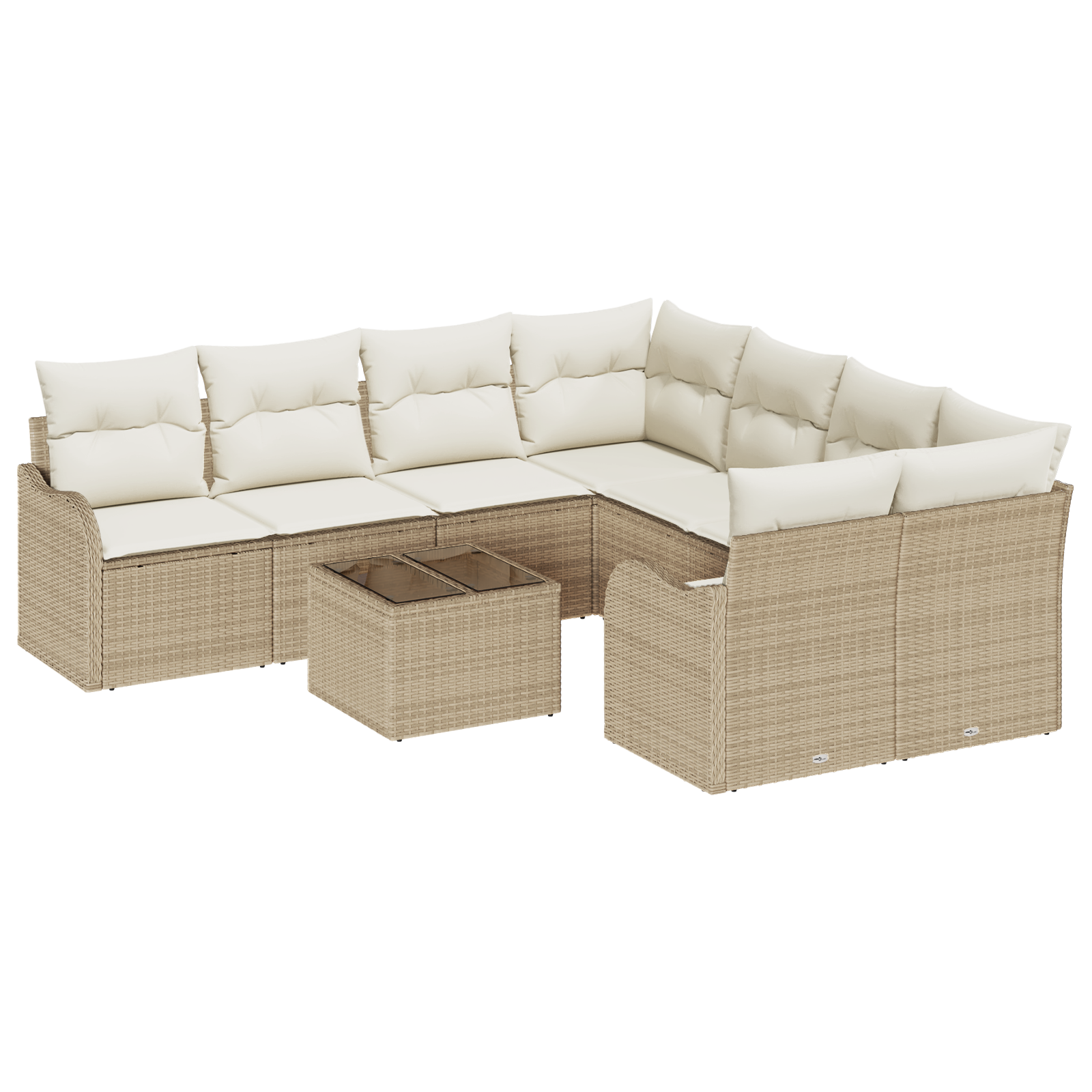 Set di divani da giardino da 9 pezzi con cuscini beige polirattan