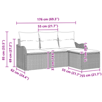 Set Divano da Giardino  4 Pezzi con Cuscini Beige Polyrattan