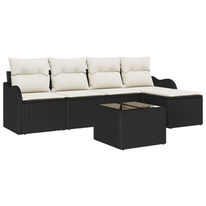 Set divano giardino 5 pezzi con cuscini in polyrattan marrone