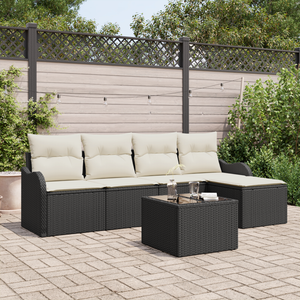 Set divano giardino 5 pezzi con cuscini in polyrattan marrone