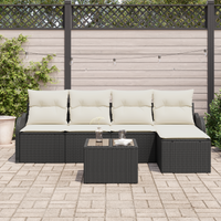 Set divano giardino 5 pezzi con cuscini in polyrattan marrone
