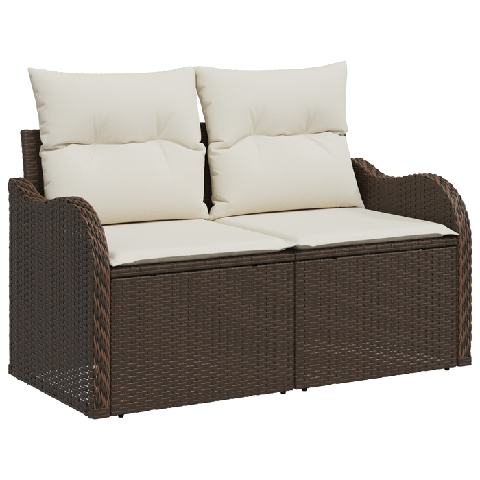 Set di divani da giardino  con cuscini grigi in rattan sintetico
