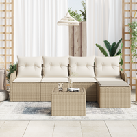 Set Divano Giardino 6 Pezzi con Cuscini Rattan Polipropilene Marrone