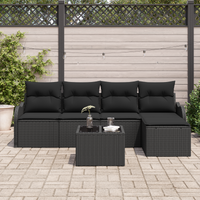 Set Divano da Giardino  6 Pezzi con Cuscini Beige Polyrattan