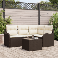 Set Divano da Giardino in 4 Pezzi con Cuscini Grigio Polyrattan
