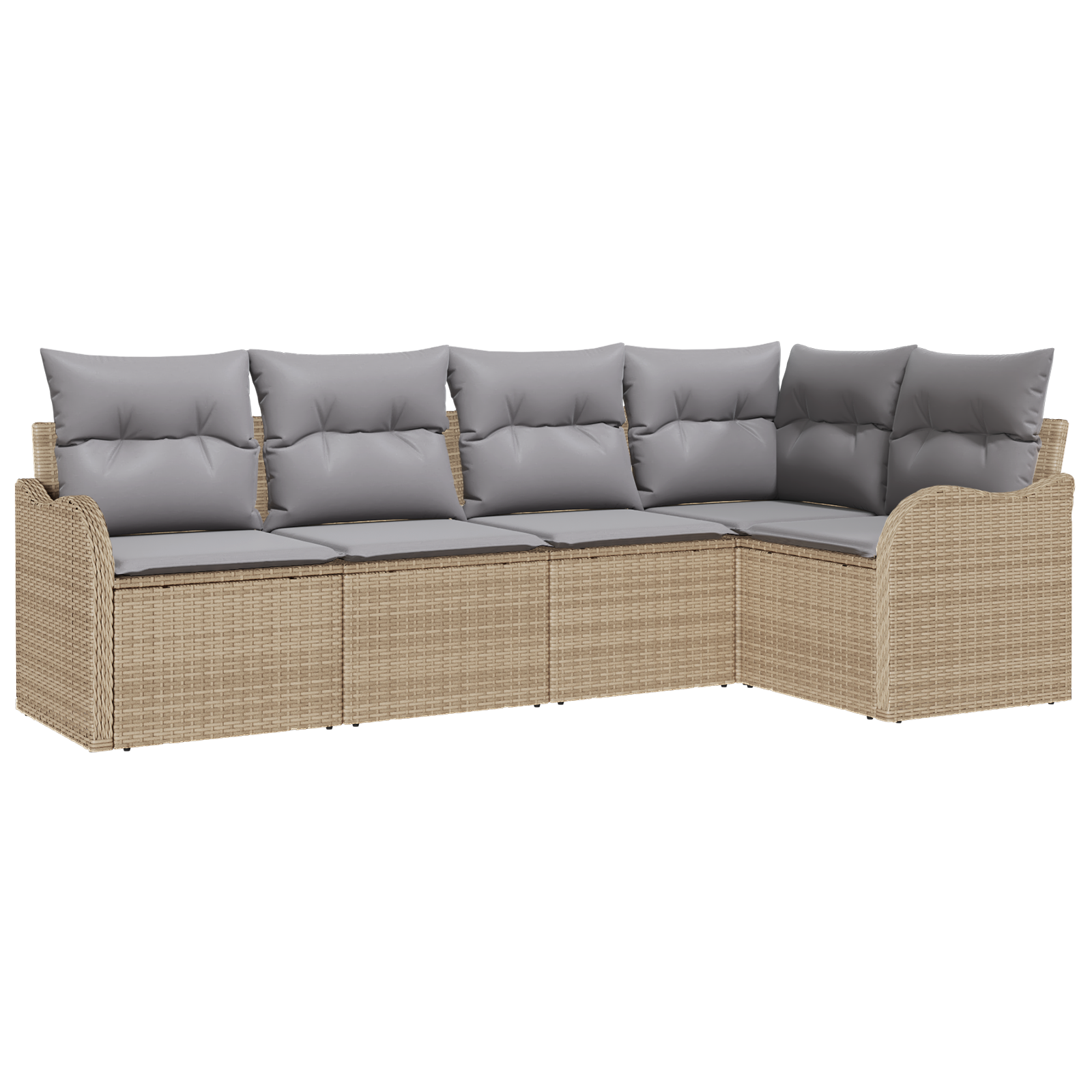 Set di Divani da Giardino  5 Pezzi con Cuscini Beige Rattan Sintetico
