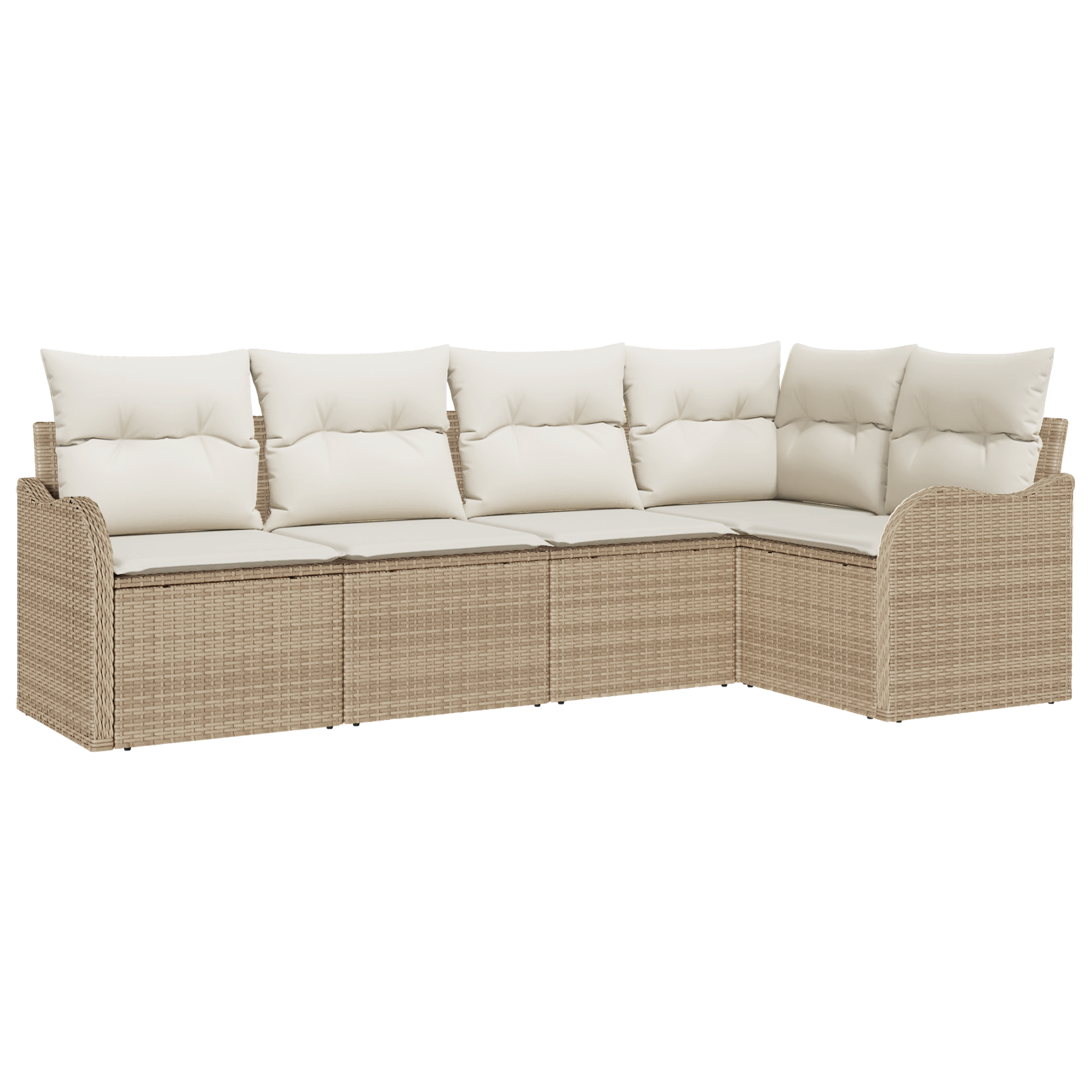 Set Divano da Giardino in 5 Pezzi con Cuscini in Rattan Polyrattan Beige