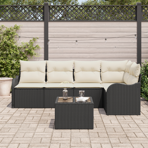 Set Divano da Giardino 5 Pezzi con Cuscini Rattan Polyrattan Marrone