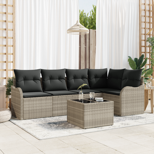 Set di Divani da Giardino  con Cuscini Grigio Rattan PE