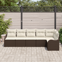 Set Divano da Giardino 6 Pezzi con Cuscini in Polyrattan Marrone