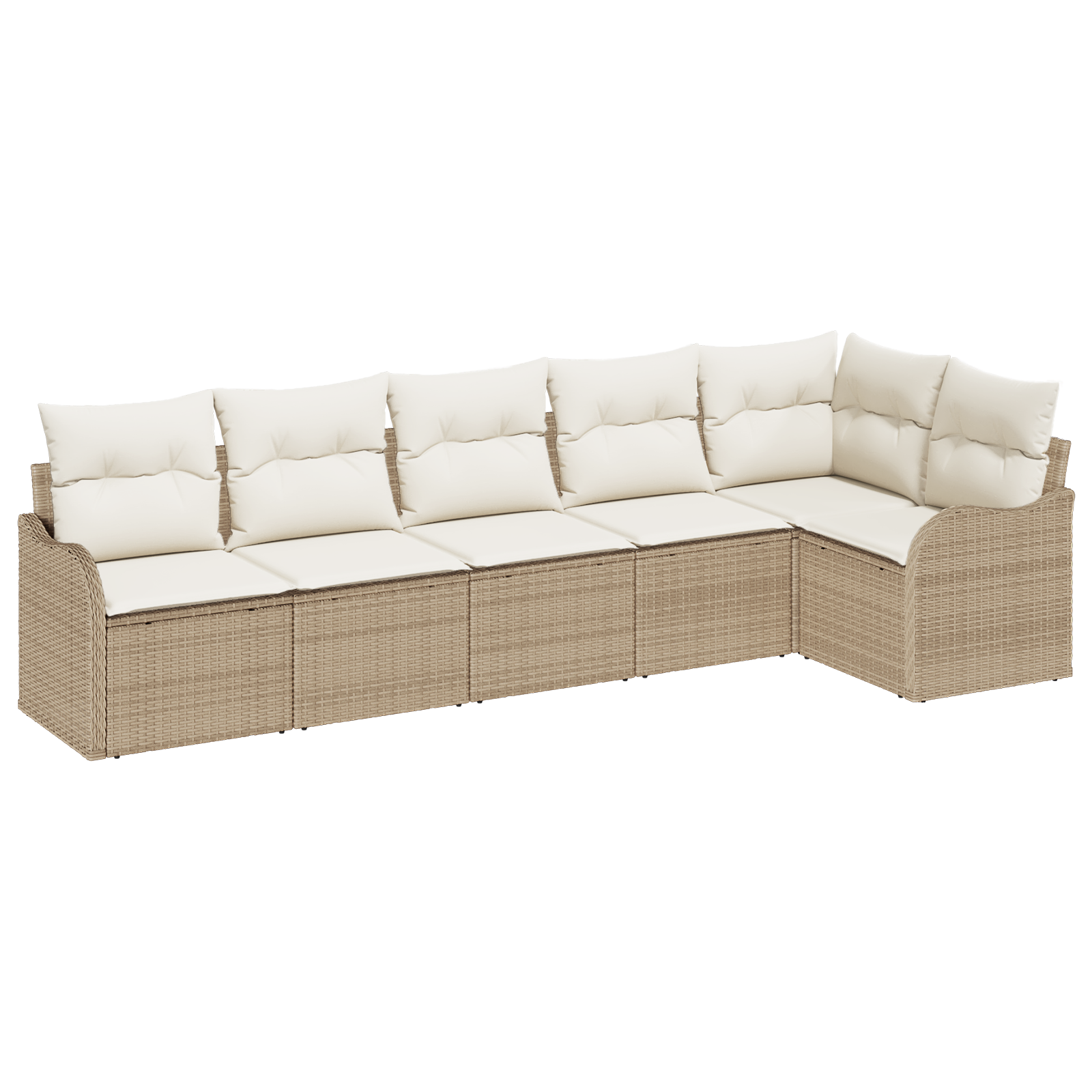 Set divani giardino 6 pezzi con cuscini Rattan Poliestere Beige