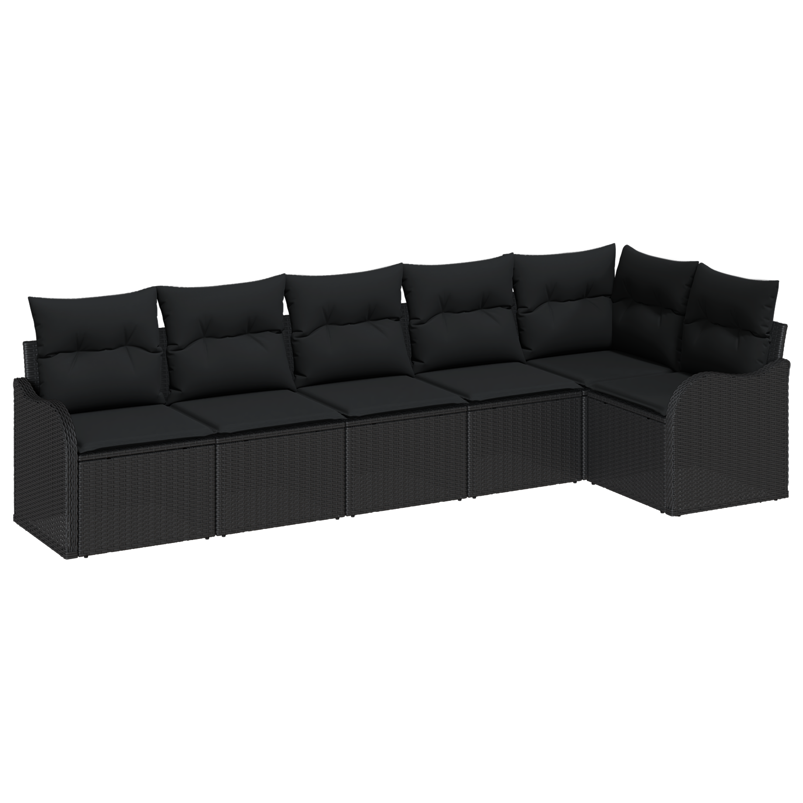 Set di divani da giardino  6 Pezzi con Cuscini Rattan Nero Poly