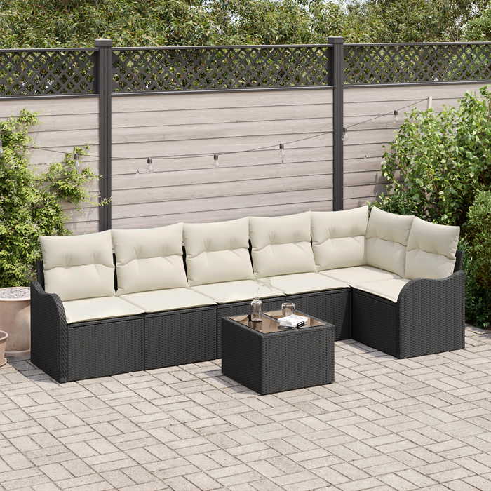 Set Divano da Giardino 6 Pezzi con Cuscini Rattan Poly Marrone