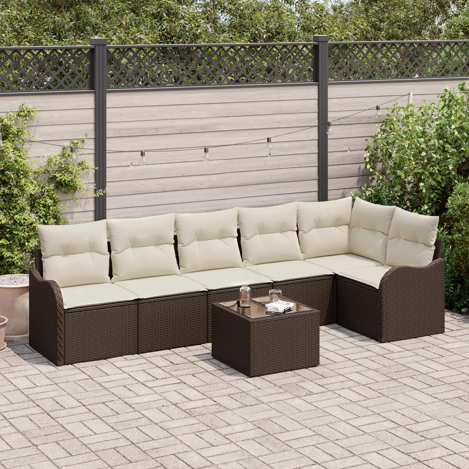 Set di Divani da Giardino 6 Pezzi con Cuscini Grigio Polyrattan