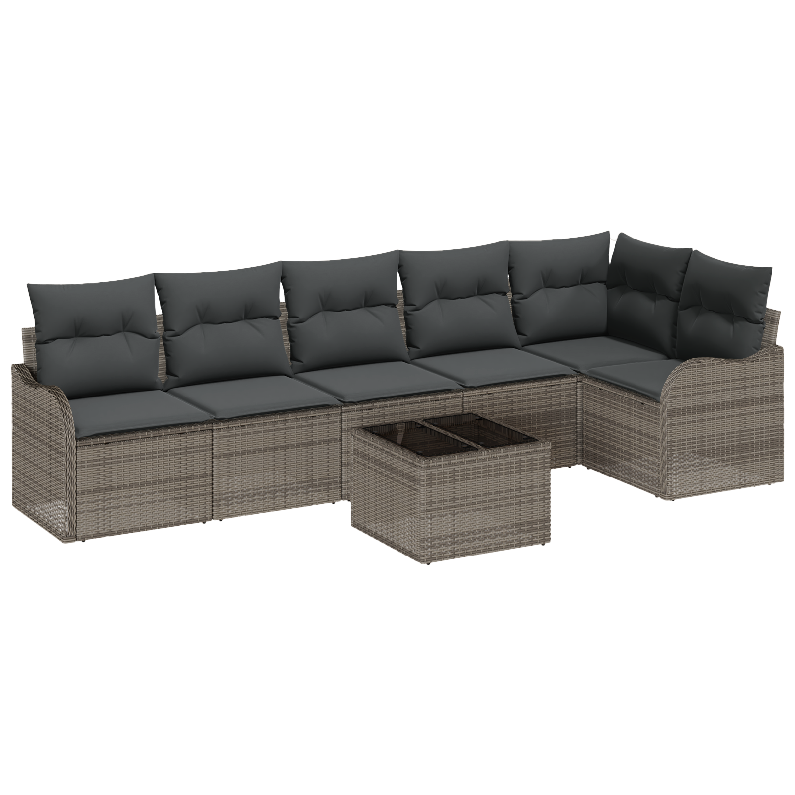 Set di Divani da Giardino da 6 Pezzi con Cuscini in Polyrattan Nero