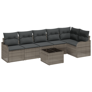 Set di Divani da Giardino da 6 Pezzi con Cuscini in Polyrattan Nero