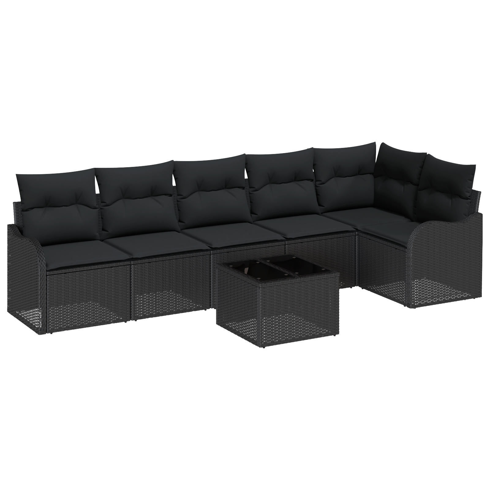 Set Divano da Giardino con Cuscini 7 Pezzi Beige Polyrattan